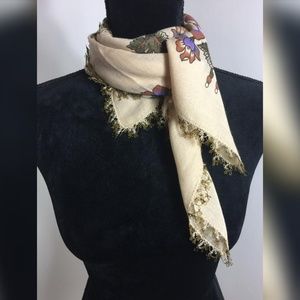 Handmade Needlecraft Scarf with Floral Design